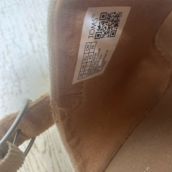 TOMS Monica Espadrille Wedge Sandals Natural Oxford Canvas Tan Size 9 Tan - Picture 6 of 7